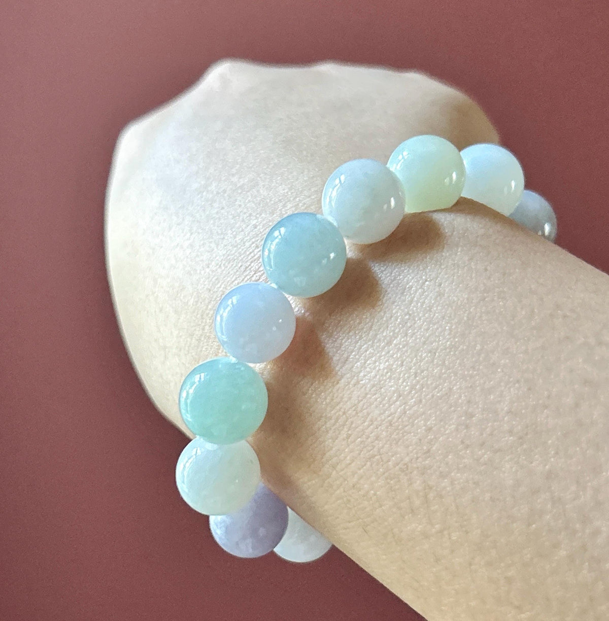 Natural Jadeite Beaded Bracelet, Burmese Type A Translucent Fine Glutinous Icy Pastel Macaron Multicolor Jade, 12.5mm