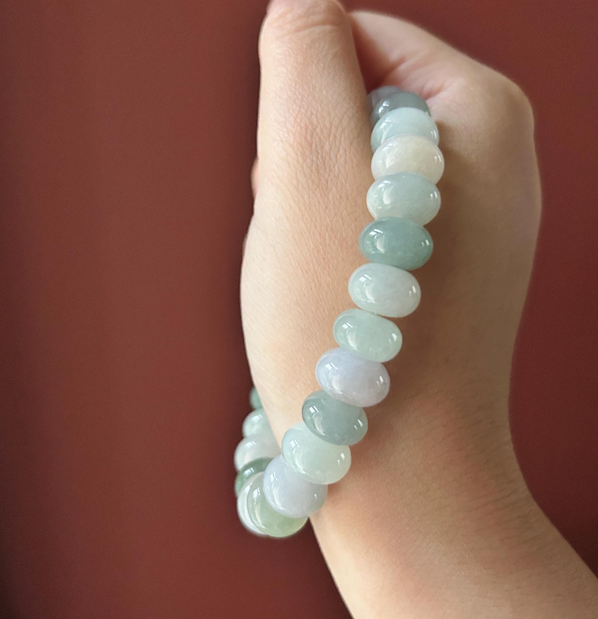 Natural Jadeite Beaded Bracelet, Burmese Type A Fine Glutinous Icy Pastel Multicolor Jade, 12.5mm