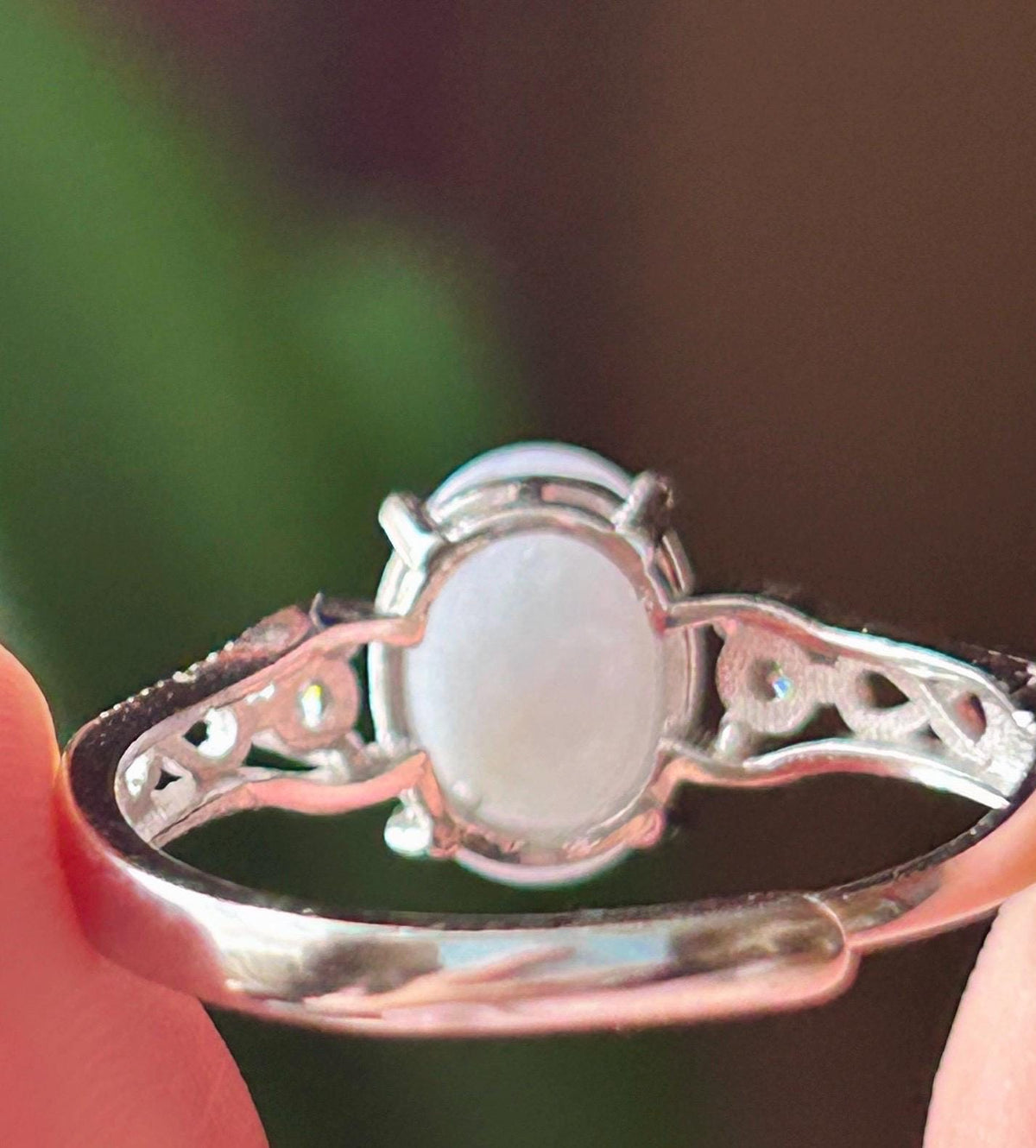 Natural Lavender Jadeite Ring | Burmese Type A Icy Translucent Lavender Purple Jade, Sterling Silver, 9 x 6.7mm Oval Cabochon