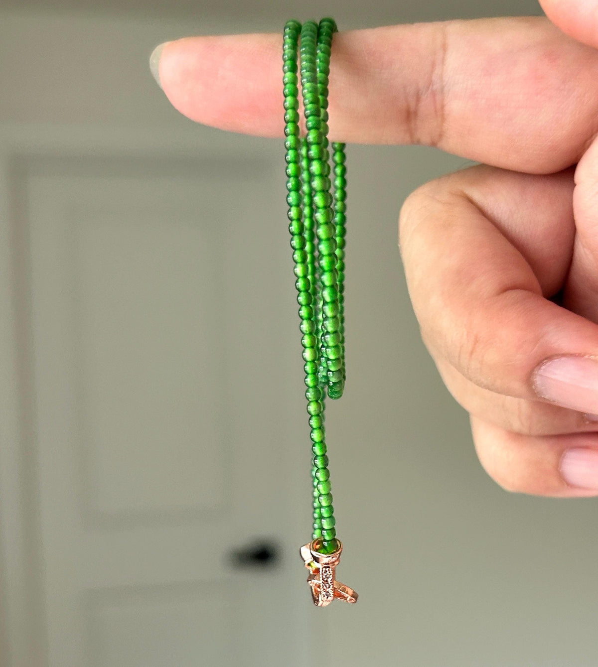 Natural Jadeite Beaded Stacked Bracelet/Necklace Jewelry Guatemalan Type A Highly Translucent Icy Spicy Green Jade 2.5mm