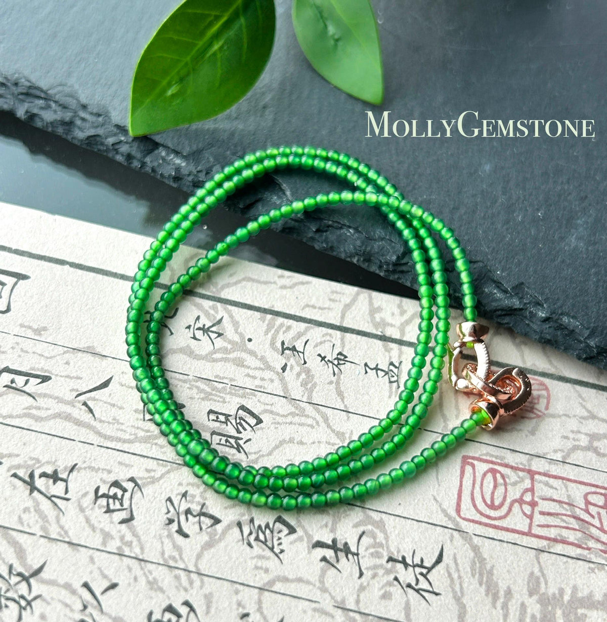 Natural Jadeite Beaded Stacked Bracelet/Necklace Jewelry Guatemalan Type A Highly Translucent Icy Spicy Green Jade 2.5mm