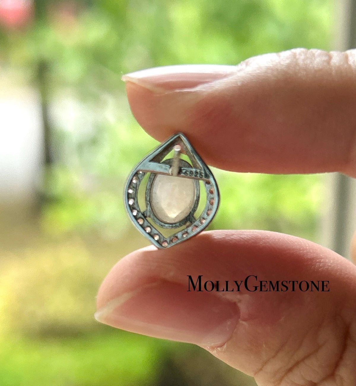 Natural Jadeite Cabochon AB Style Stud Earrings: Burmese Type A Untreated Translucent Icy White Red Floral Jade, Sterling Silver