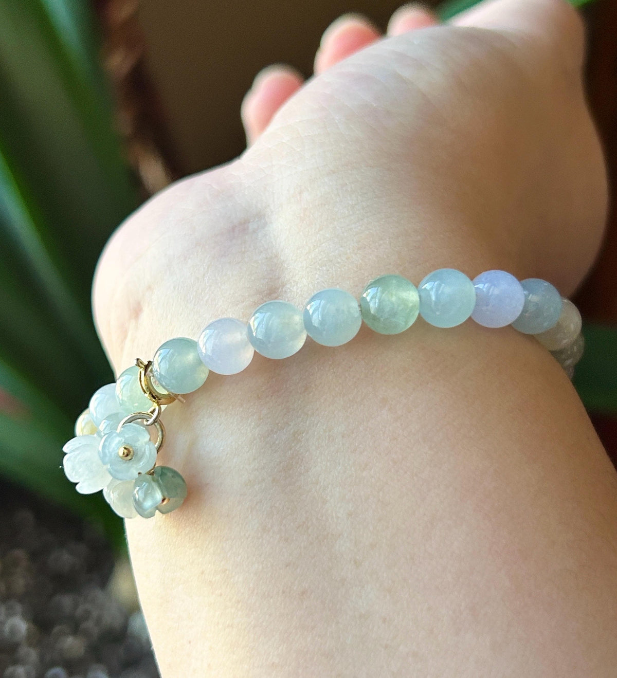 Certified Natural Jadeite Beaded Bracelet Burmese Type A Highly Translucent Icy Macaron Multicolor Jade 7mm Minimalist Jewelry Flower Charm