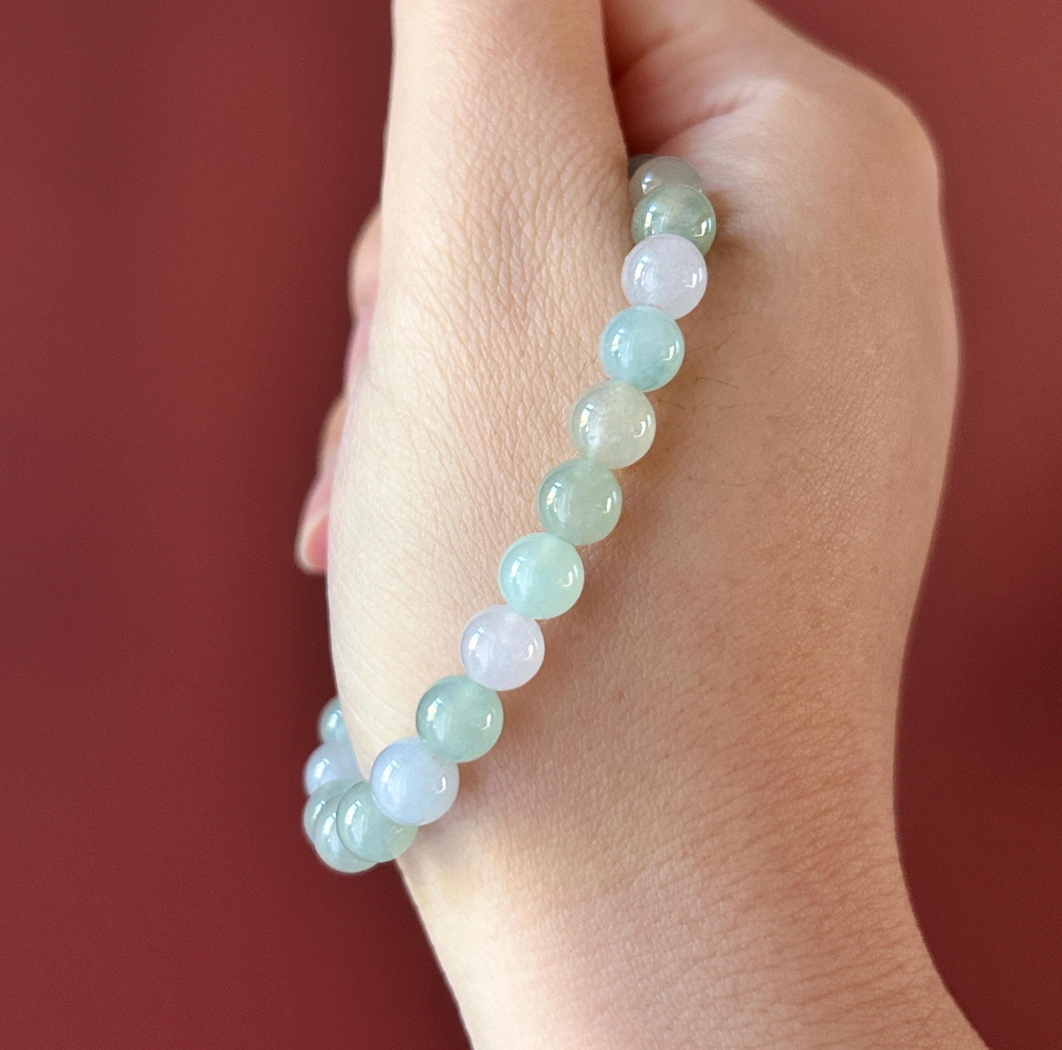 Certified Natural Jadeite Beaded Bracelet Burmese Type A Highly Translucent Icy Macaron Multicolor Jade 7mm Minimalist Jewelry Flower Charm