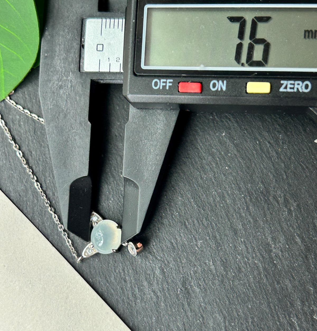 Certified Natural Jadeite Cat Necklace, Burmese Type A Icy White Jade Cabochon, Highly Translucent, 925 Sterling Silver