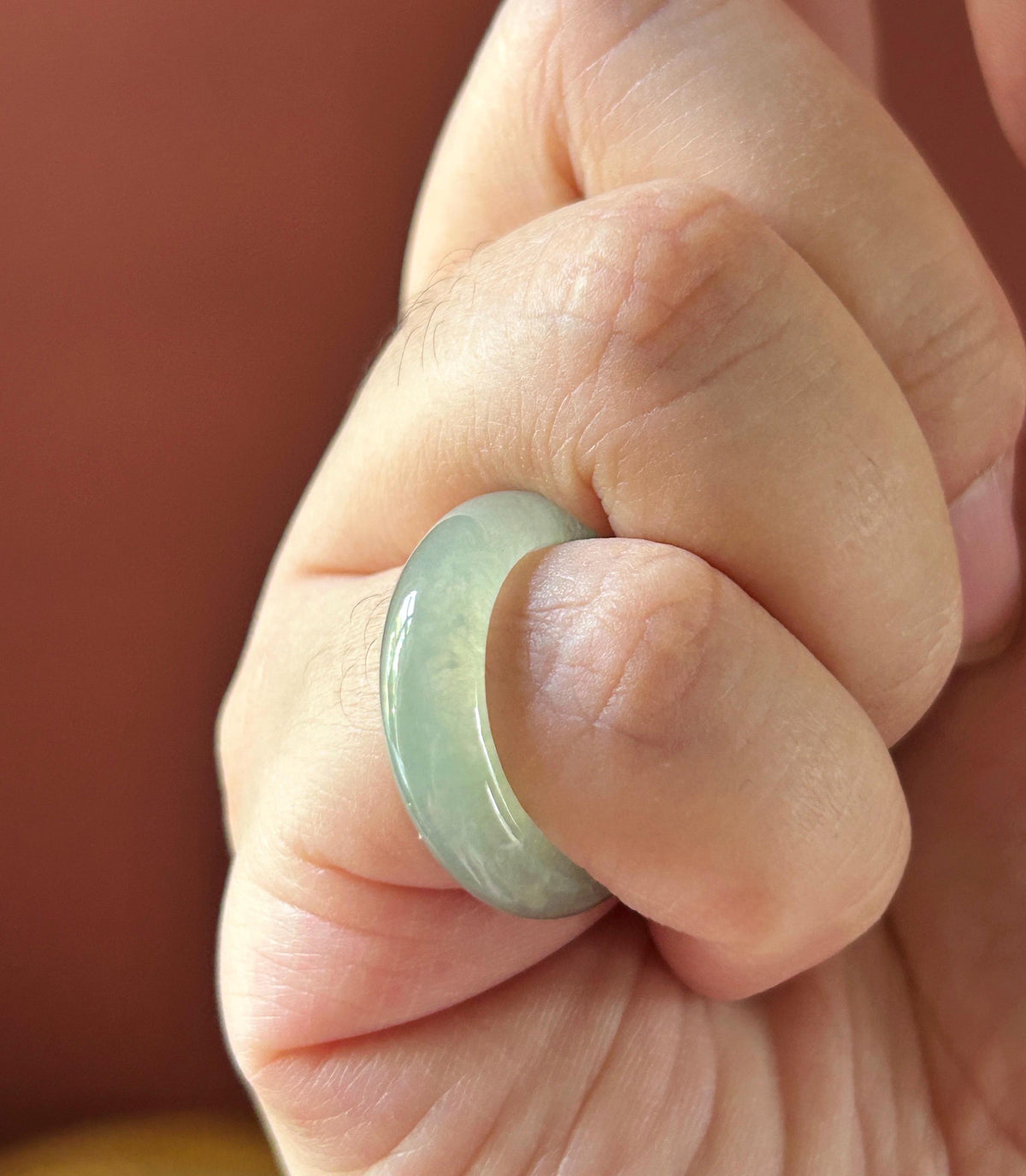 Natural Jadeite Band Ring | Burmese Type A Highly Translucent Icy Pale Green Jade US 6.5 - 17mm