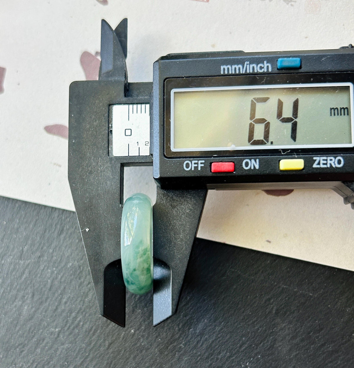 Natural Jadeite Band Ring | Burmese Type A Highly Translucent Icy Bluish Green Floral Jade | US 6.5 |16.9mm