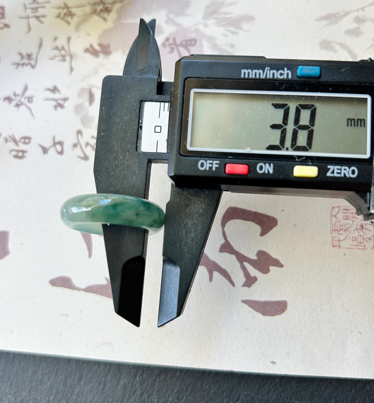 Natural Jadeite Band Ring | Burmese Type A Highly Translucent Icy Bluish Green Floral Jade | US 6.5 |16.9mm