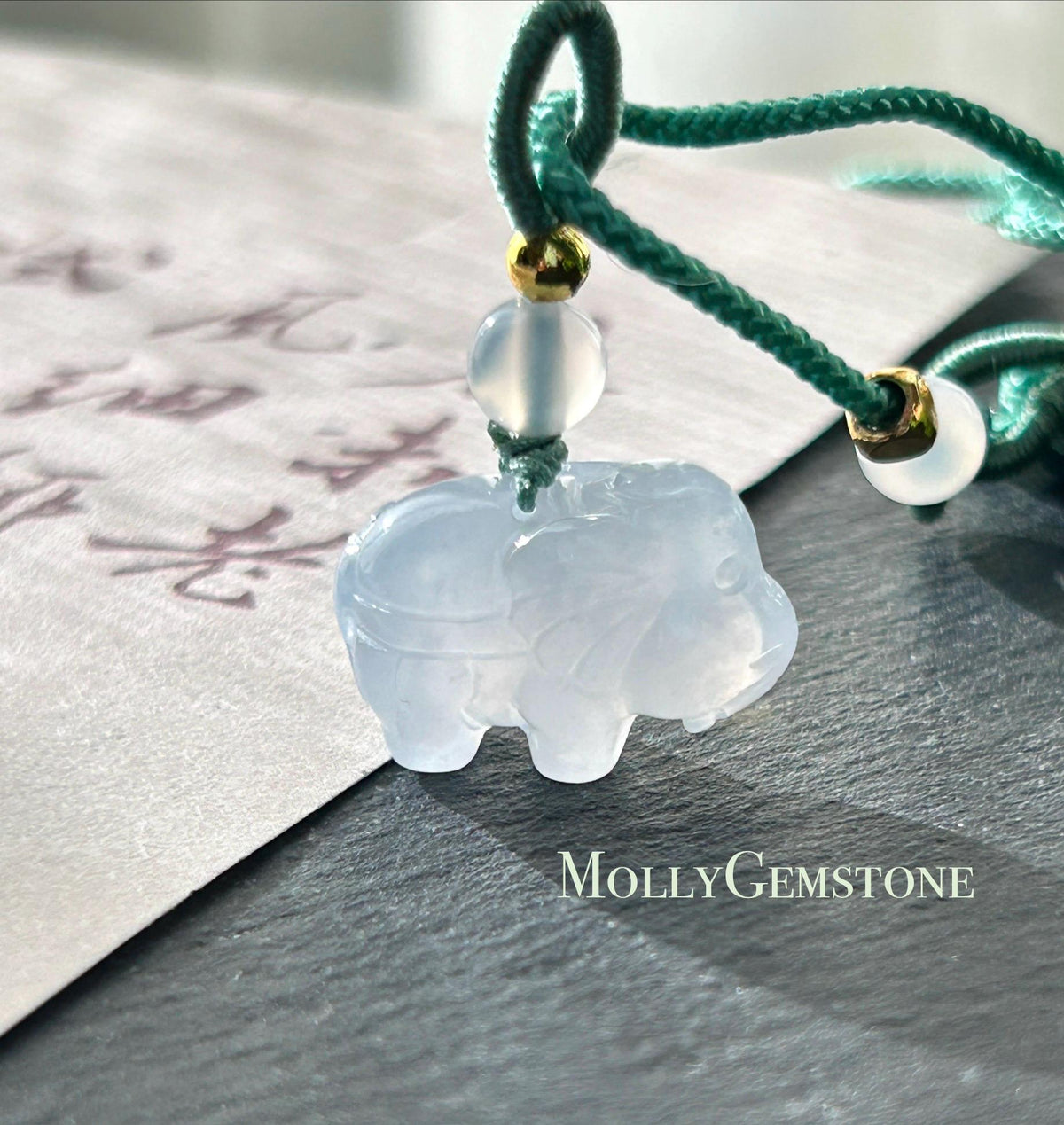 Certified Natural Jadeite Petite Elephant Pendant Necklace Burmese Type A Highly Translucent Icy White Jade