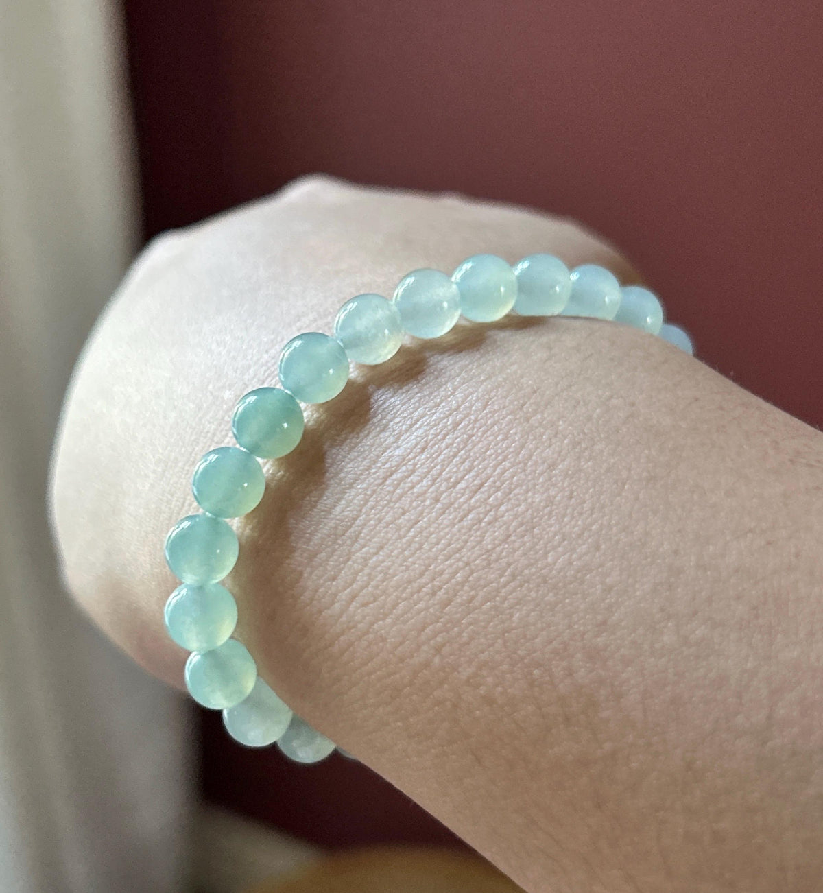 Natural Jadeite Beaded Bracelet, Burmese Type A Highly Translucent Icy Gradient Multicolor - Green & White Jade Beads, 7mm