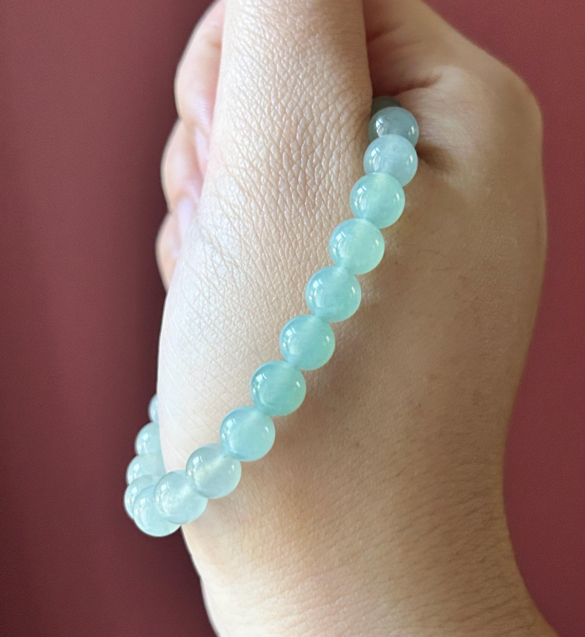 Natural Jadeite Beaded Bracelet, Burmese Type A Highly Translucent Icy Gradient Multicolor - Green & White Jade Beads, 7mm
