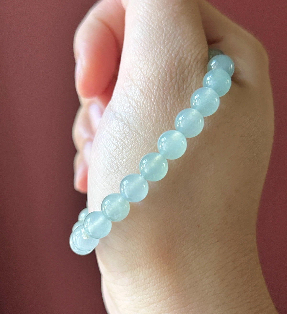 Natural Jadeite Beaded Bracelet, Burmese Type A Highly Translucent Icy Gradient Multicolor - Green & White Jade Beads, 7mm