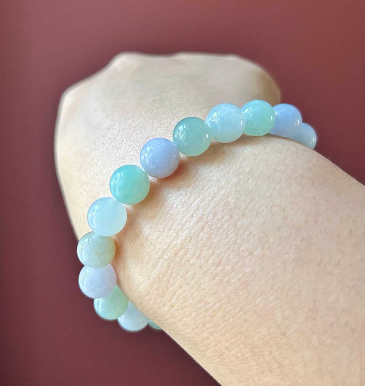 Natural Jadeite Beaded Bracelet, Burmese Type A Translucent Icy Glutinous Pastel Macaron Multicolor Jade, 9mm