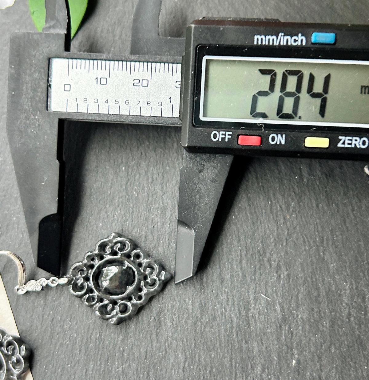 Certified Natural Jadeite Earrings, Burmese Type A Icy Wuji Black Jade, Double-Sided Carved, Sterling Silver