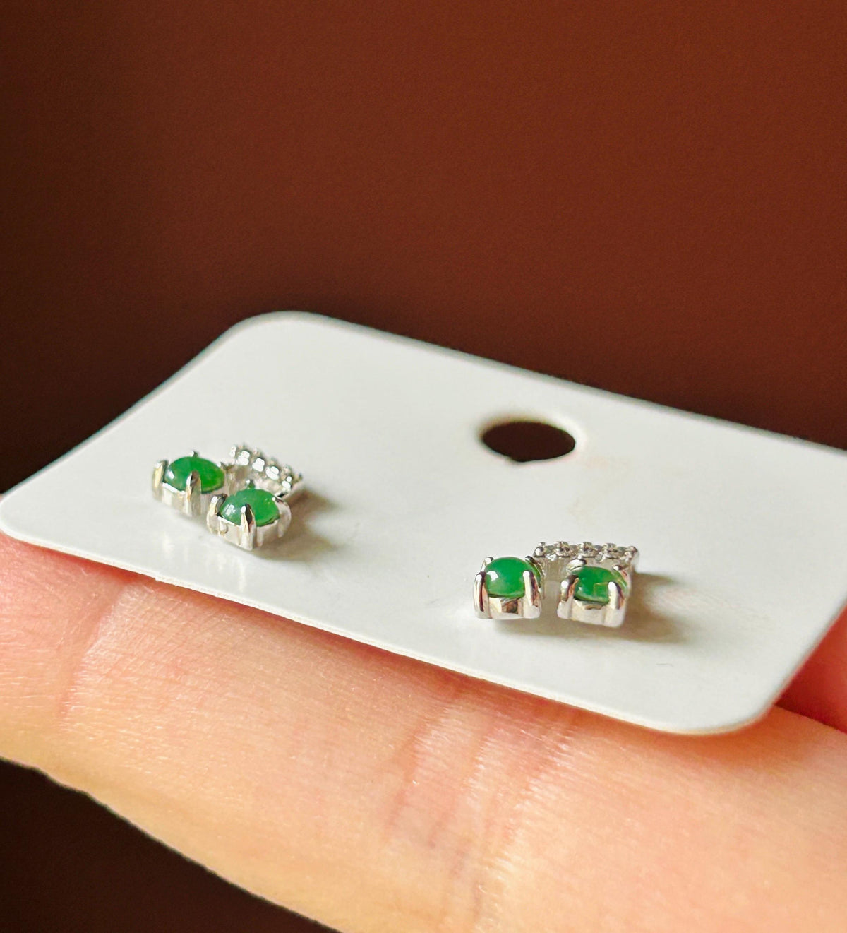 Certified Natural Jadeite Cabochon Music Note Stud Earrings | Burmese Type A Highly Translucent Icy Multicolor Jade | Sterling Silver