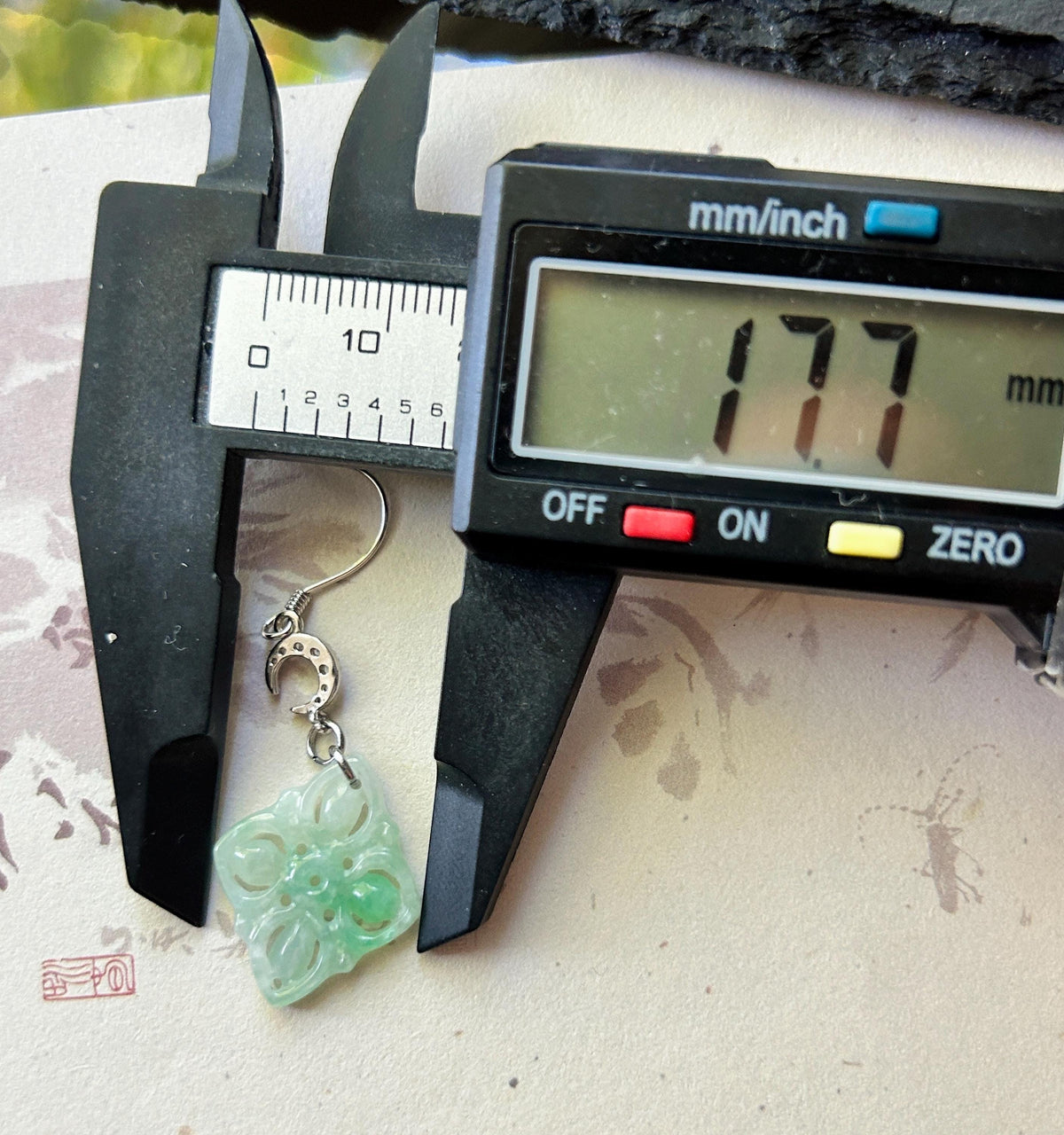 Certified Natural Jadeite Earrings, Burmese Type A Icy Apple Green Jade, Double-Sided Carved, 925 Sterling Silver