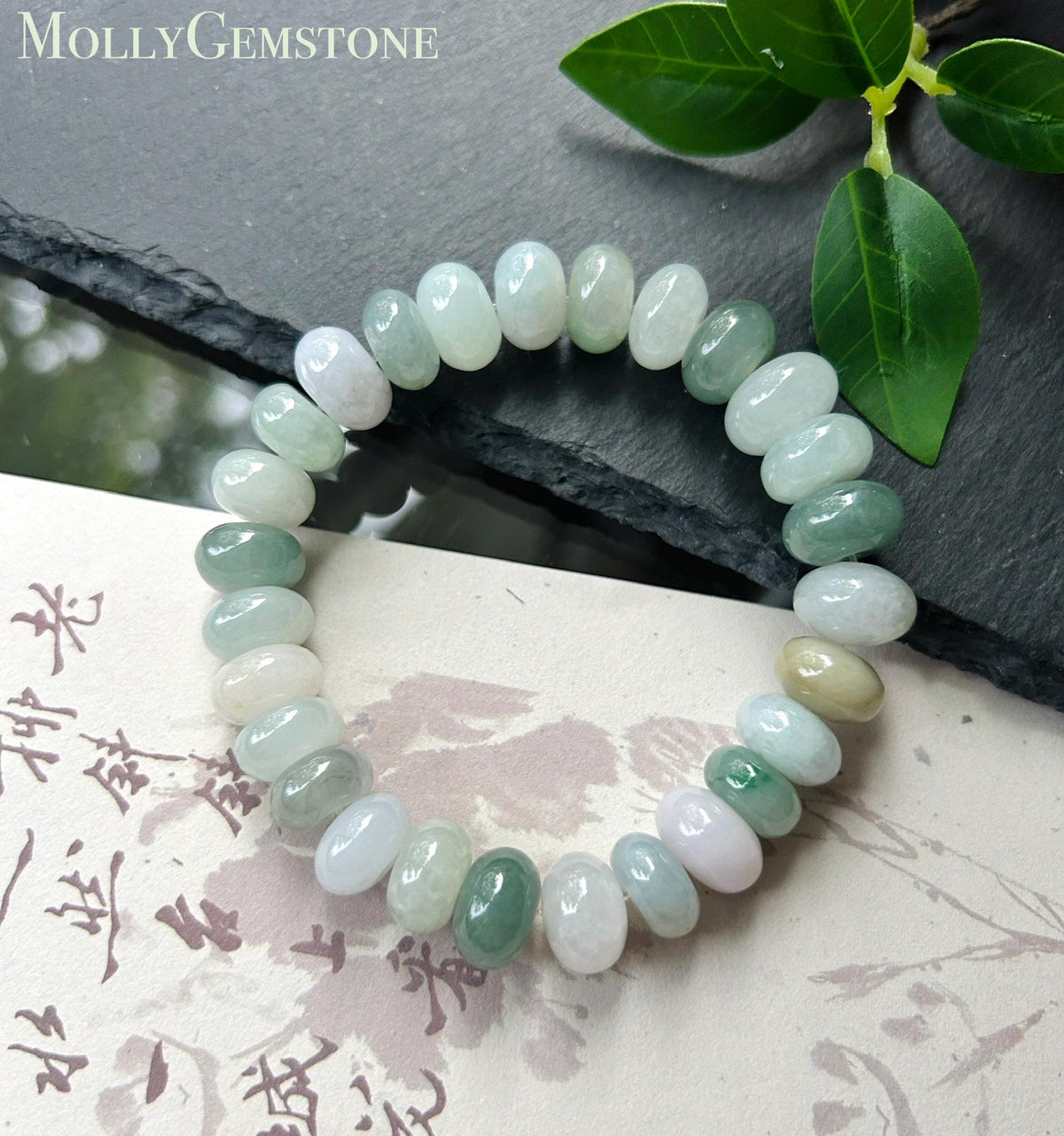 Natural Jadeite Beaded Bracelet, Burmese Type A Fine Glutinous Icy Pastel Multicolor Jade, 12.5mm