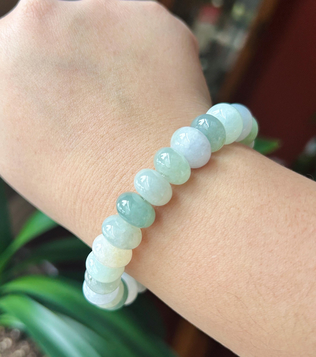 Natural Jadeite Beaded Bracelet, Burmese Type A Fine Glutinous Icy Pastel Multicolor Jade, 12.5mm