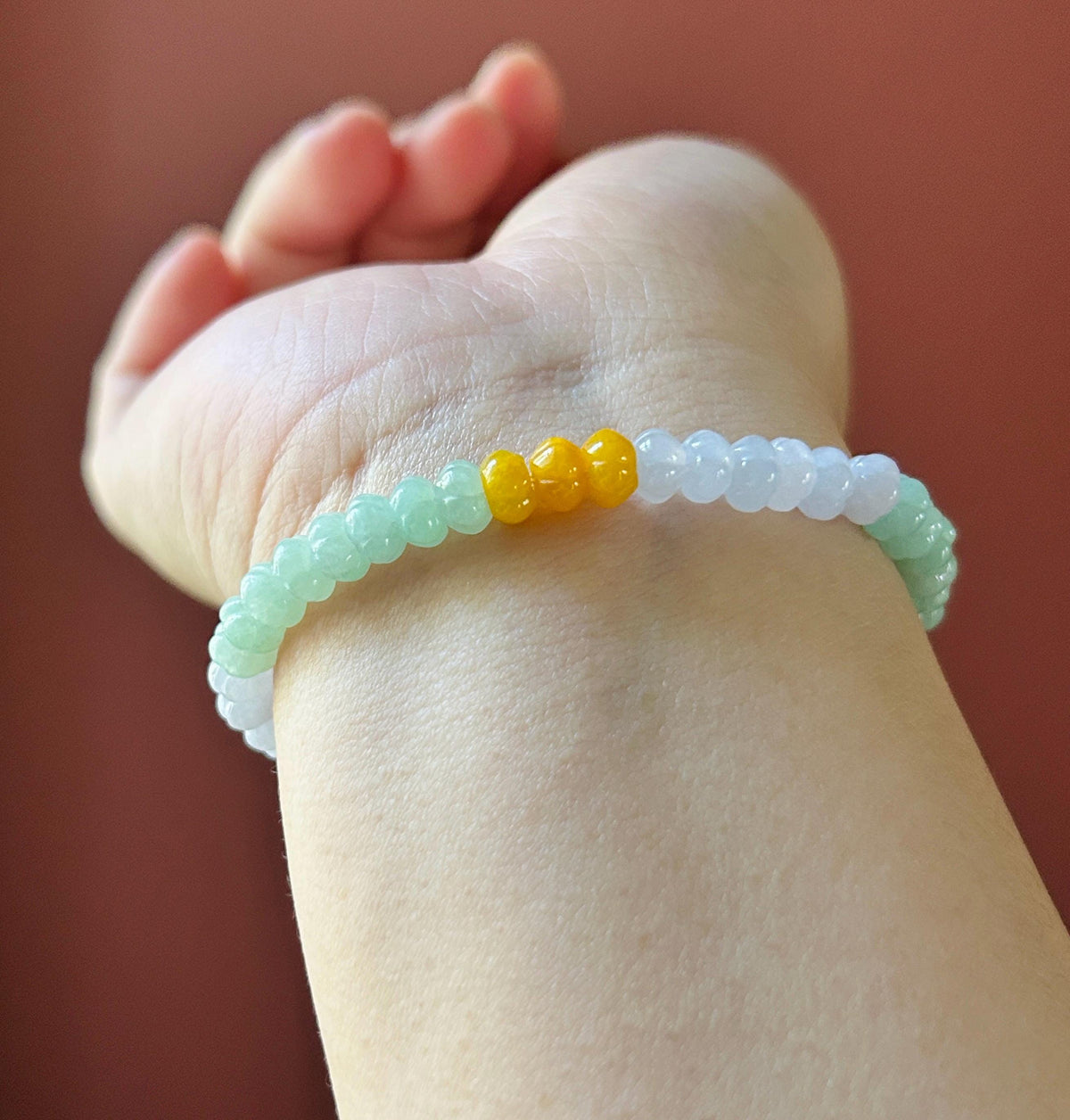 Certified Natural Jadeite Beaded Bracelet Burmese Type A Translucent Icy Multicolor Jade Pumpkin Beads 6.1mm Halloween Gift
