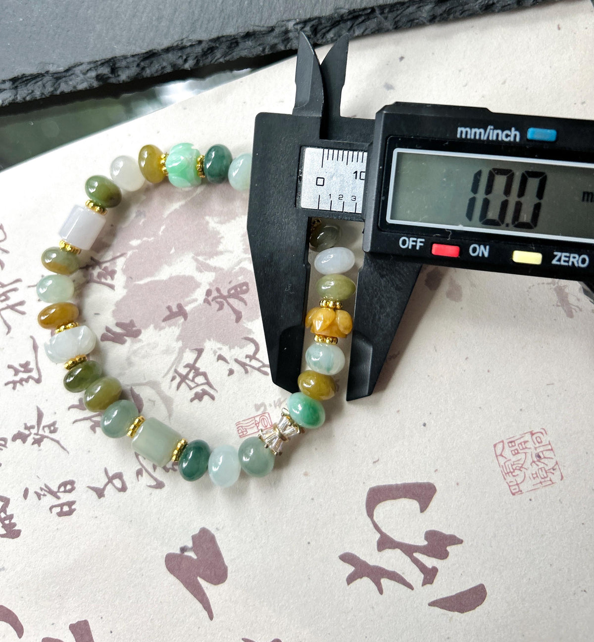Natural Jadeite Beaded Bracelet, Burmese Type A Untreated Translucent Icy Glutinous Autumn Palette Multicolor Mixed Shape Jade Beads, 8-10mm