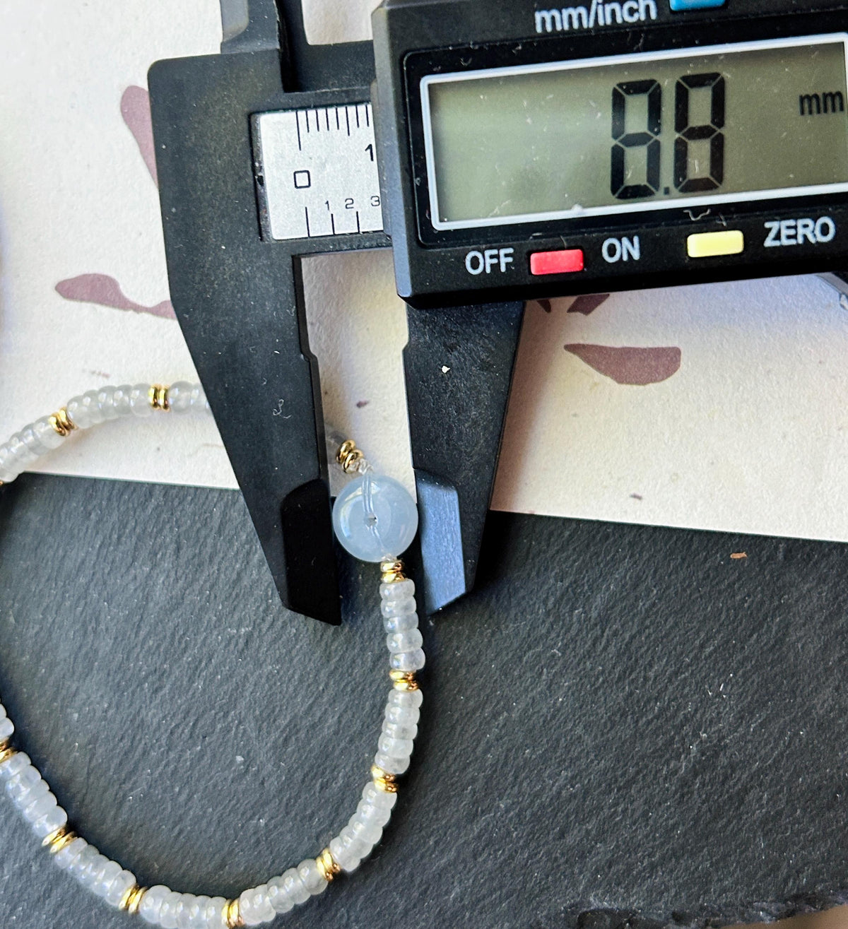 Natural Jadeite Icy Wuji Abacus Bead Bracelet with Lavender Jadeite Peace Buckle, Minimalist Jade Jewelry, 3.5mm