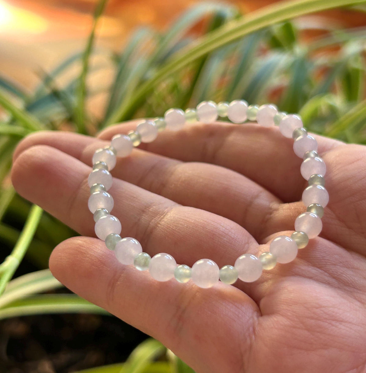 Natural Jadeite Beaded Bracelet Burmese Type A Highly Translucent Icy Pale Pinkish Lavender & Mint Green Jade 5.5mm Minimalist Jewelry