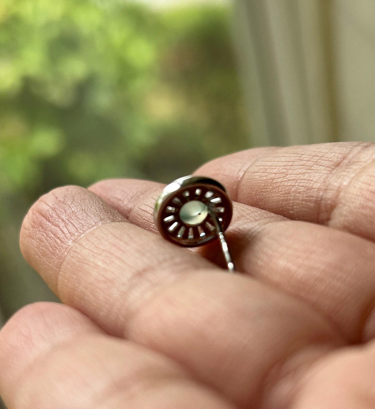 Certified Natural Jadeite Cabochon Minimalist Stud Earrings | Burmese Type A Highly Translucent Icy Pale Mint Green Jade | Sterling Silver