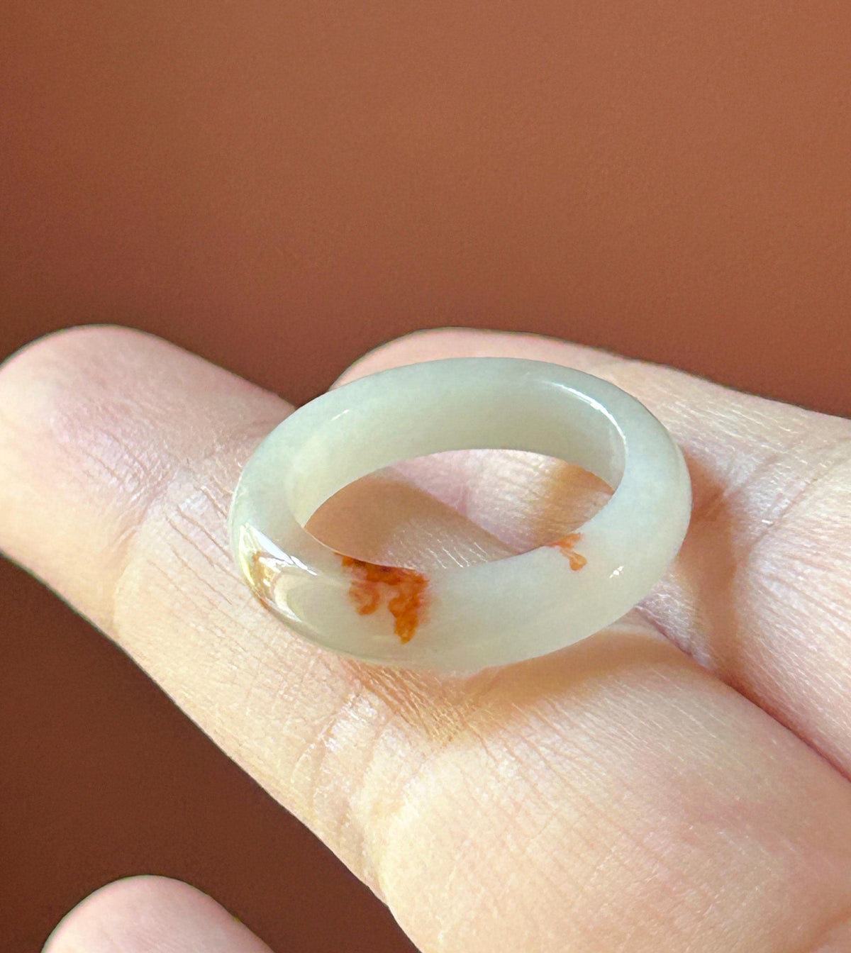 Certified Natural Burmese Type A Jadeite Ring with Maple-Leaf Red Patterns | Peace Buckle Jade Donut Charm | Ring & Necklace Set