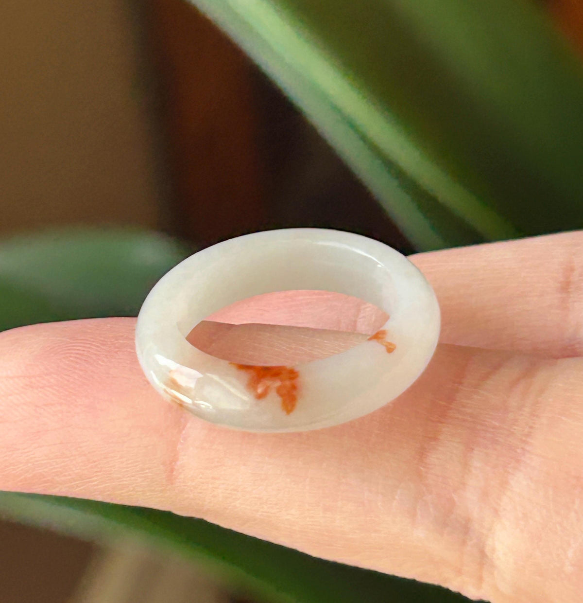 Certified Natural Burmese Type A Jadeite Ring with Maple-Leaf Red Patterns | Peace Buckle Jade Donut Charm | Ring & Necklace Set