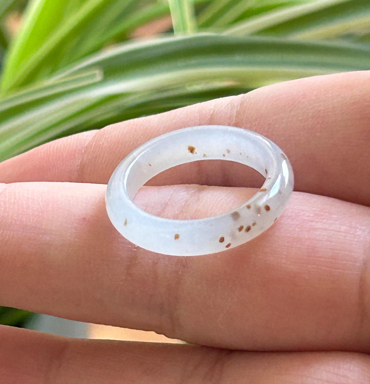 Certified Natural Burmese Type A Jadeite Ring | Rare Icy White Based with Scattered Red Floral Jade | Ring & Necklace/Charm Set| US 6.5