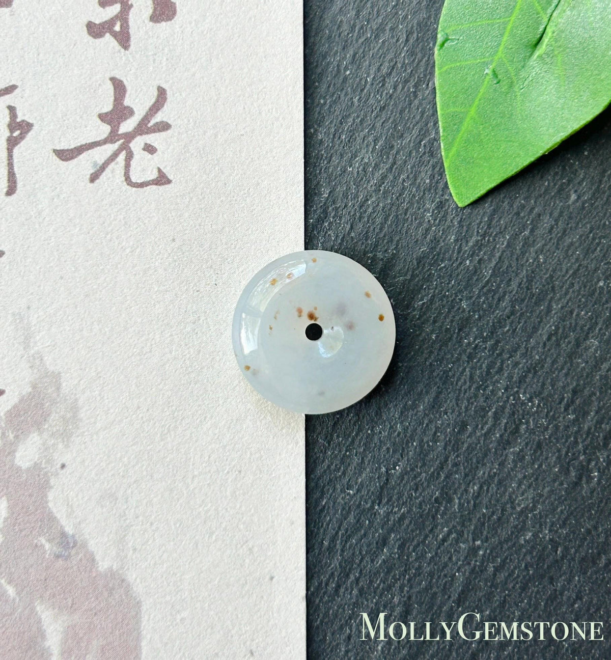 Certified Natural Burmese Type A Jadeite Ring | Rare Icy White Based with Scattered Red Floral Jade | Ring & Necklace/Charm Set| US 6.5