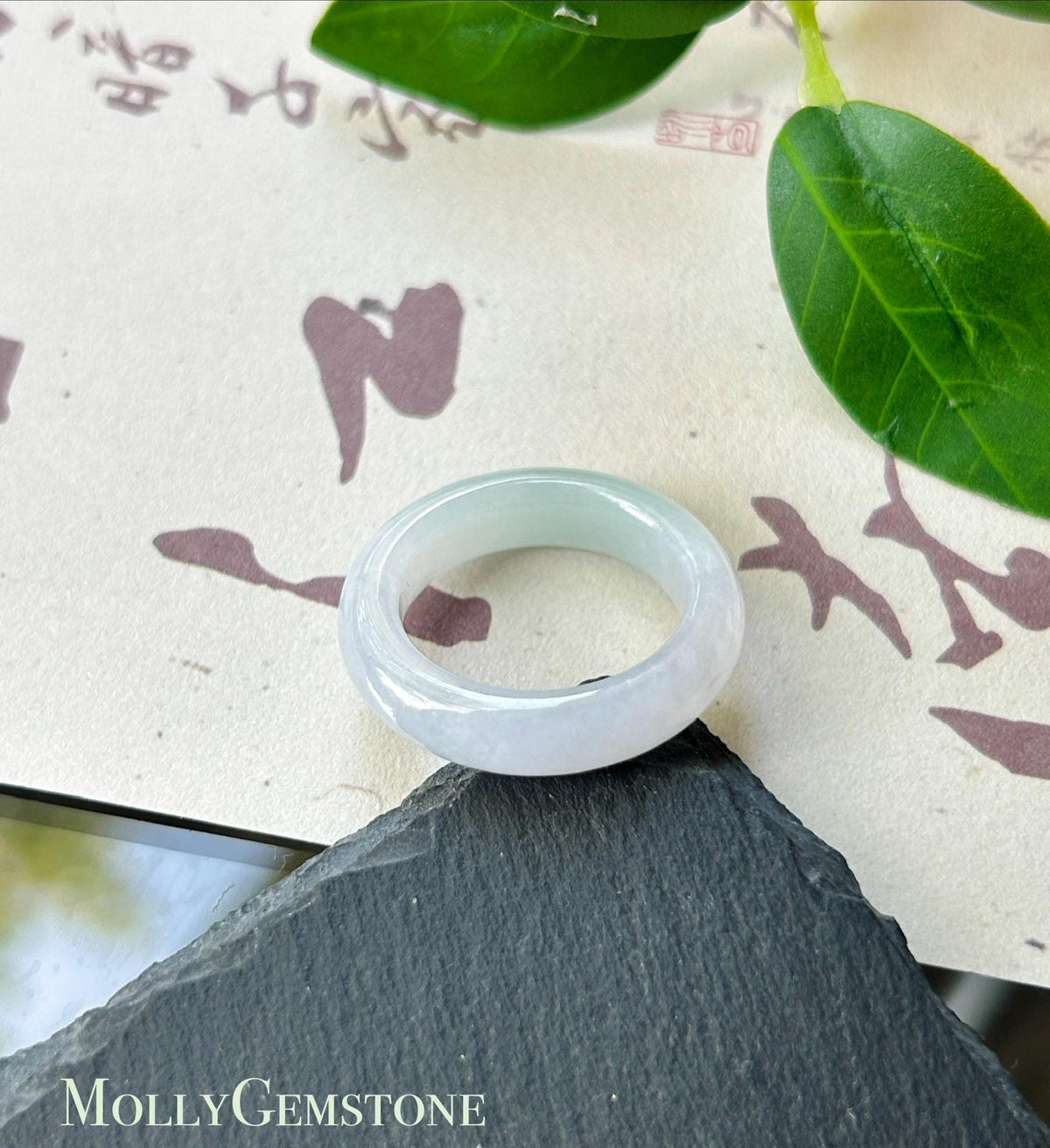 Certified Natural Burmese Type A Jadeite Ring | Icy Pale Pink Light Green Gradient Color Jade | Ring & Necklace/Charm Set| US 8.5