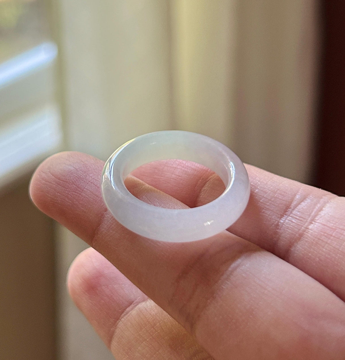 Certified Natural Burmese Type A Jadeite Ring | Icy Pale Pink Light Green Gradient Color Jade | Ring & Necklace/Charm Set| US 8.5
