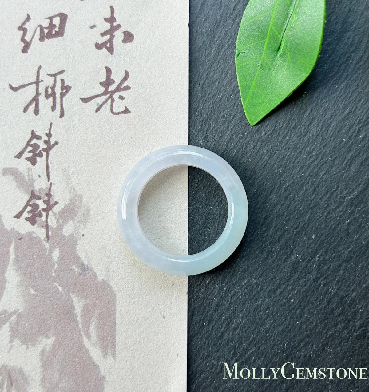 Certified Natural Burmese Type A Jadeite Ring | Icy Pale Pink Light Green Gradient Color Jade | Ring & Necklace/Charm Set| US 8.5