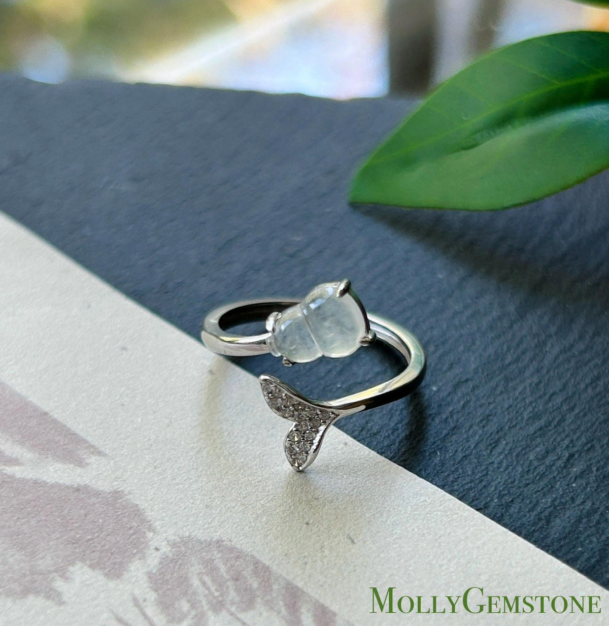 Certified Natural Jadeite Gourd Adjustable Ring Burmese Type A Highly Translucent Icy White Jade Hulu Sterling Silver