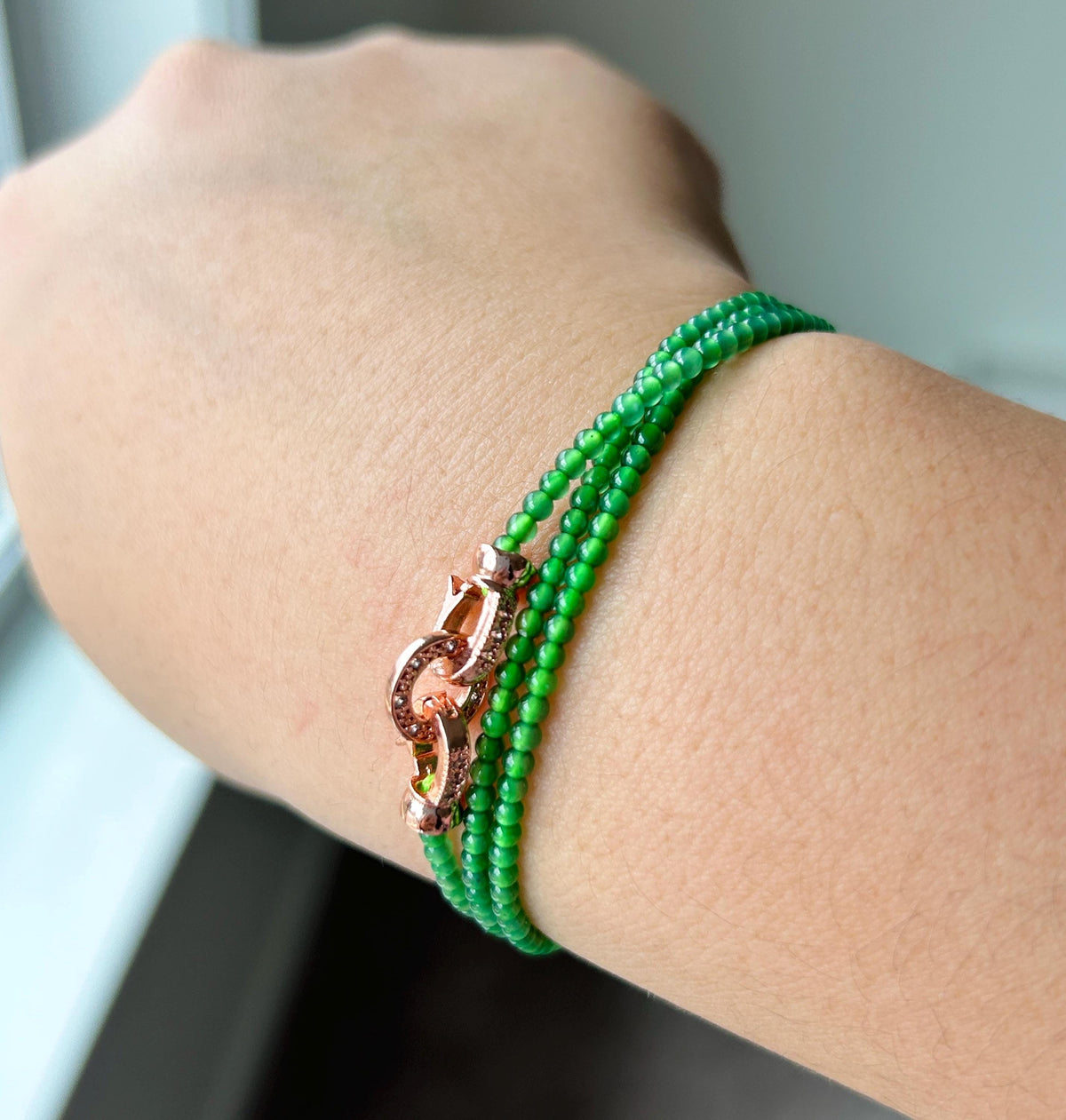 Natural Jadeite Beaded Stacked Bracelet/Necklace Jewelry Guatemalan Type A Highly Translucent Icy Spicy Green Jade 2.5mm