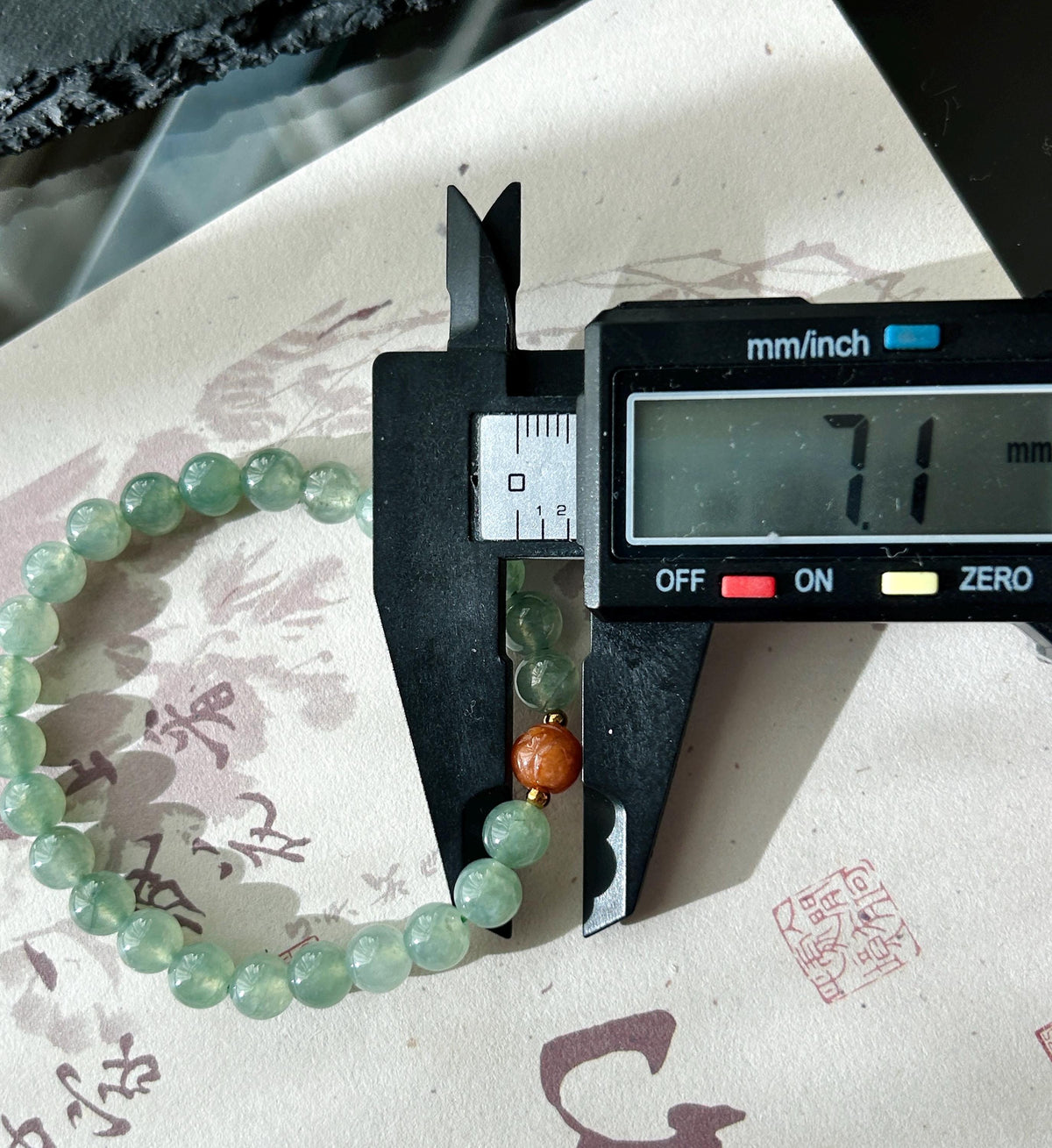 Natural Jadeite Beaded Bracelet, Burmese Type A Highly Translucent Icy Grass Green Jade Beads, 6.7mm