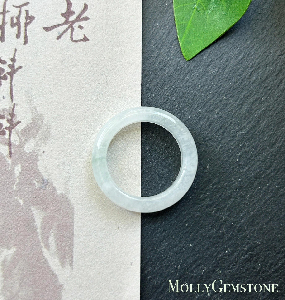 Certified Natural Burmese Type A Jadeite Ring | Fine Glutinous Icy White Jade | Ring & Necklace/Charm Set| US 6.5