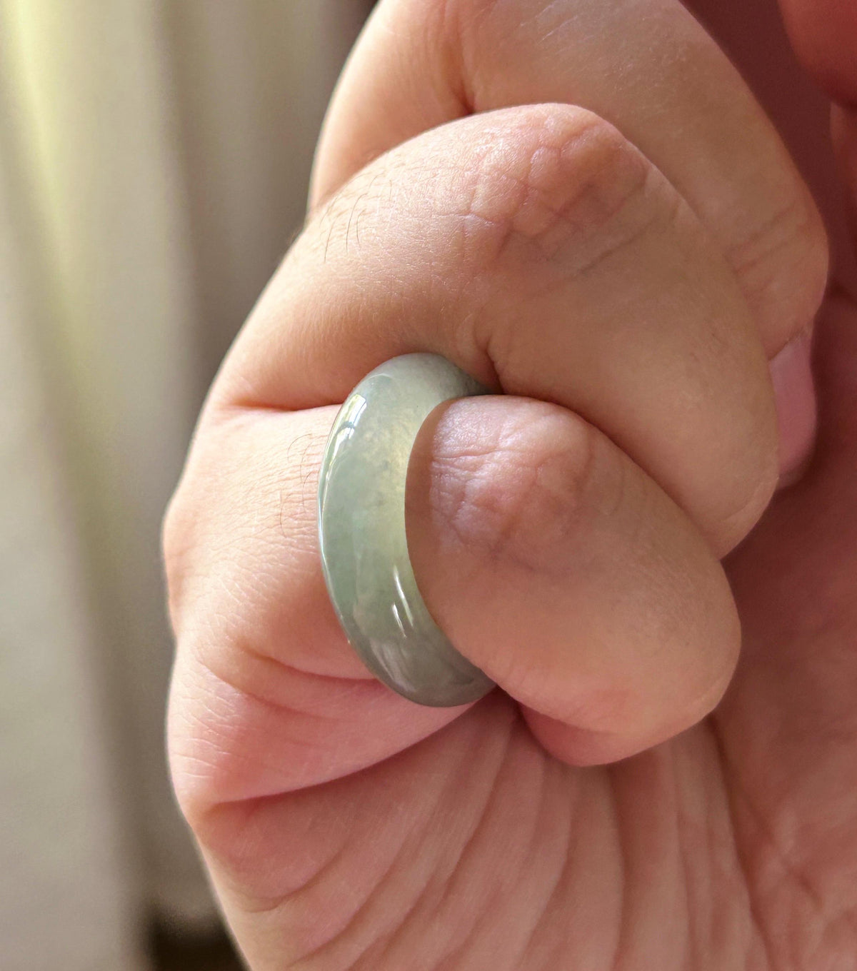 Natural Jadeite Band Ring | Burmese Type A Highly Translucent Icy Pale Green Jade US 6.5 - 17mm