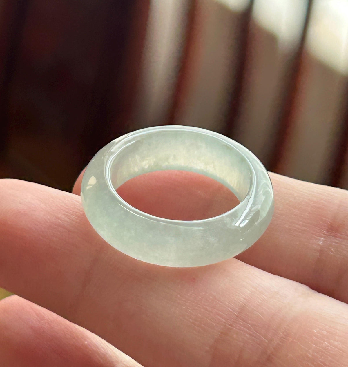 Natural Jadeite Band Ring | Burmese Type A Highly Translucent Icy Pale Green Jade US 6.5 - 17mm