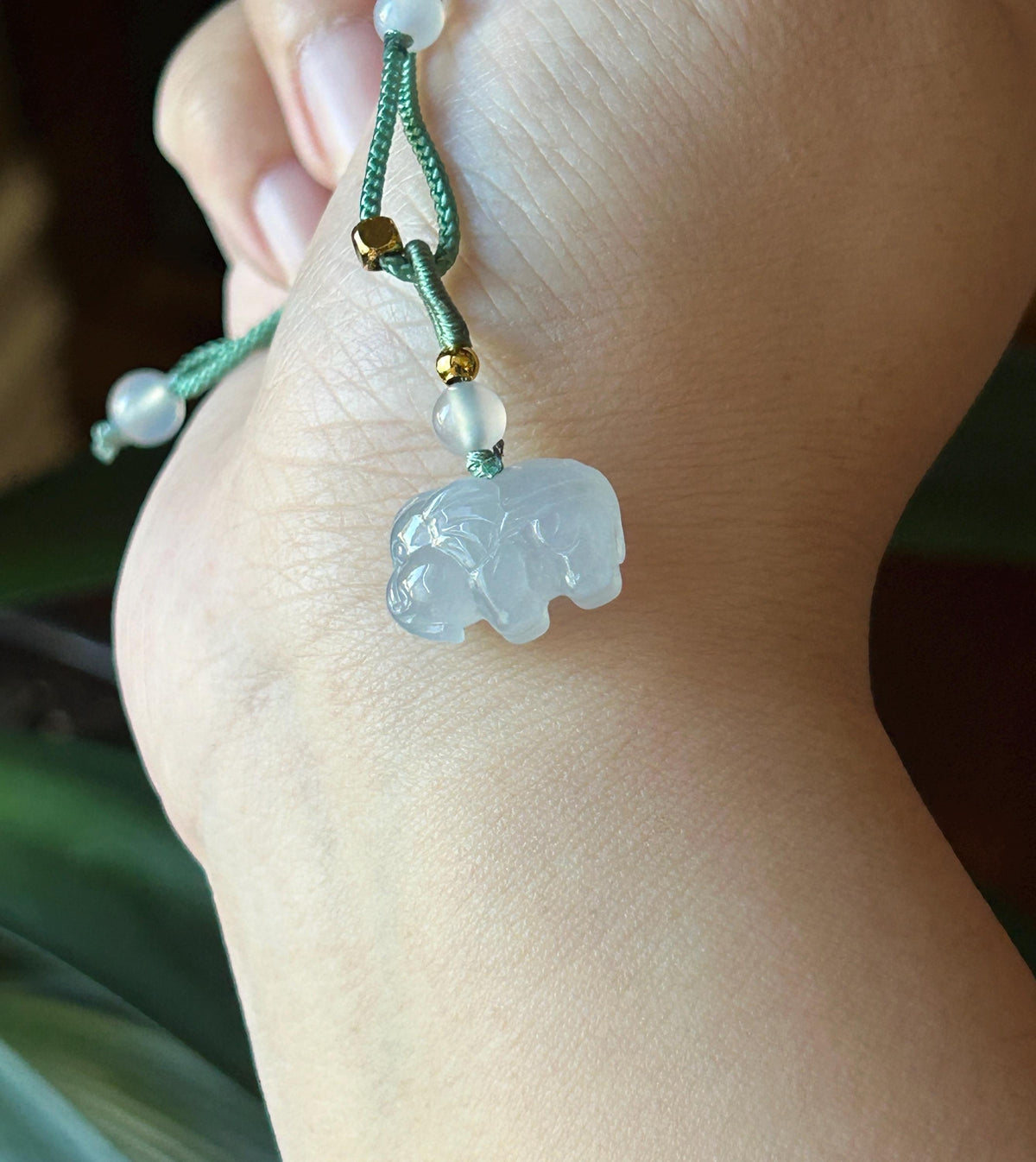 Certified Natural Jadeite Petite Elephant Pendant Necklace Burmese Type A Highly Translucent Icy White Jade