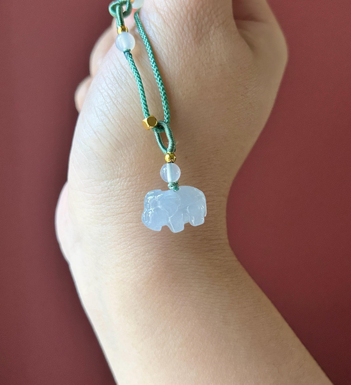 Certified Natural Jadeite Petite Elephant Pendant Necklace Burmese Type A Highly Translucent Icy White Jade