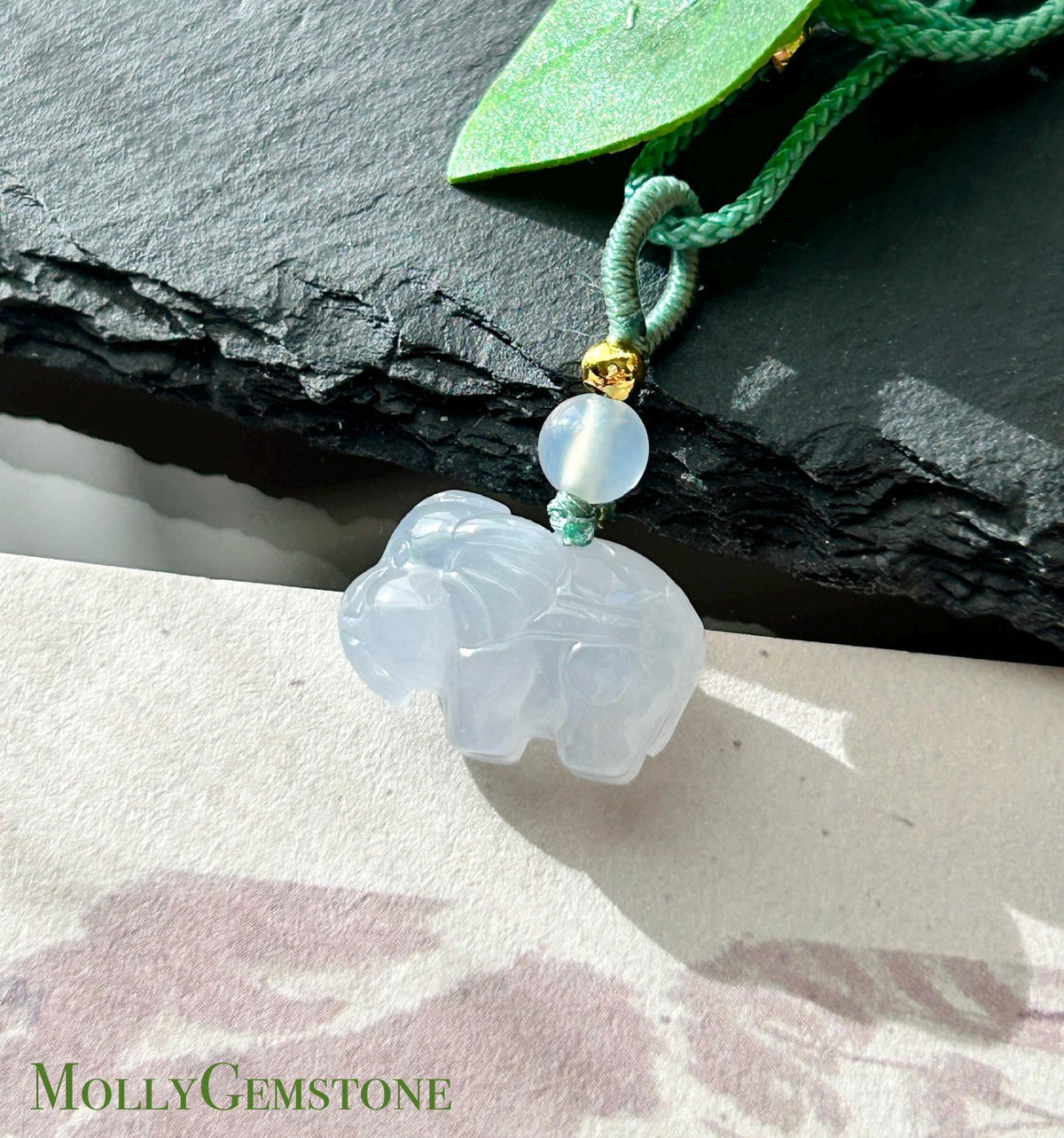 Certified Natural Jadeite Petite Elephant Pendant Necklace Burmese Type A Highly Translucent Icy White Jade