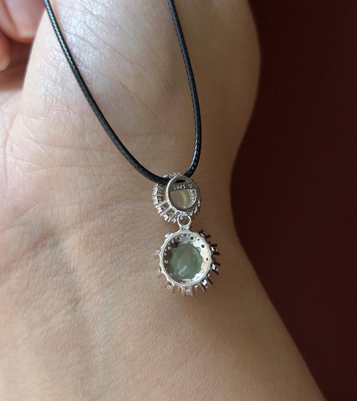 Certified Natural Jadeite Dual- Cabochon Pendant Burmese Type A Icy Translucent Mint Green & Pear Yellow Jade in Sterling Silver