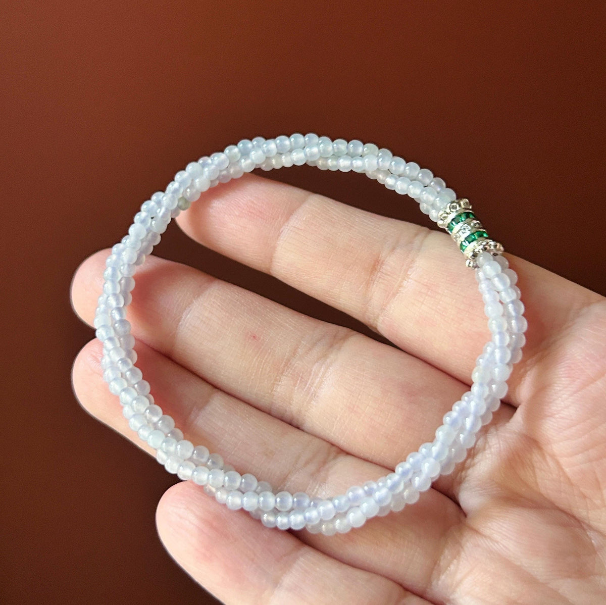 Natural Jadeite Twisted Bracelet, Burmese Type A Highly Translucent Icy Pale Lavender Jade Beads
