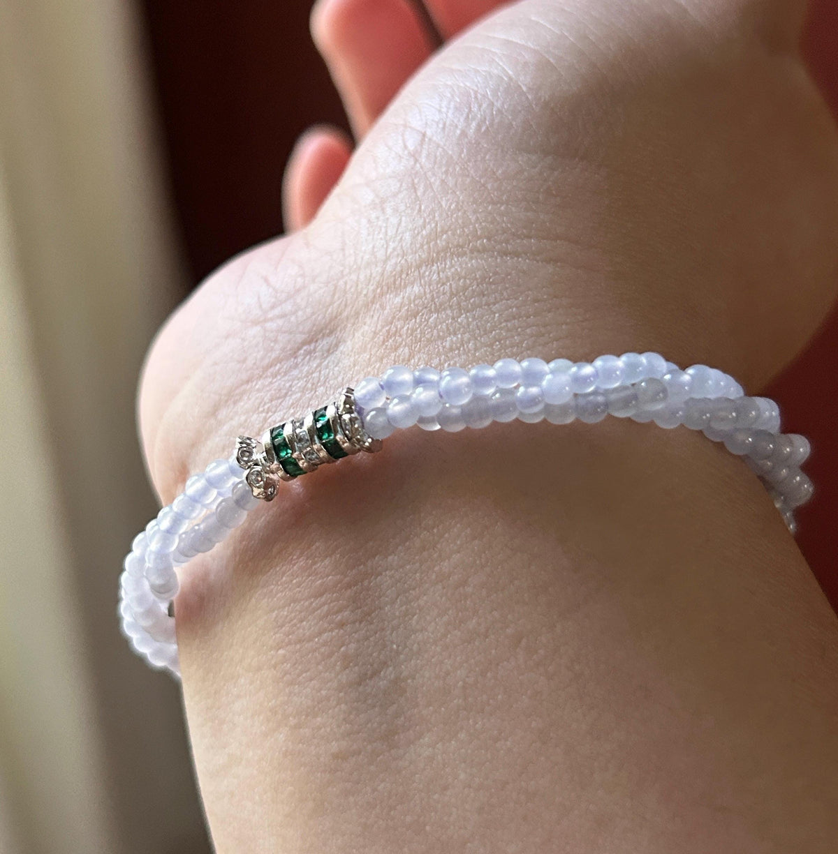 Natural Jadeite Twisted Bracelet, Burmese Type A Highly Translucent Icy Pale Lavender Jade Beads