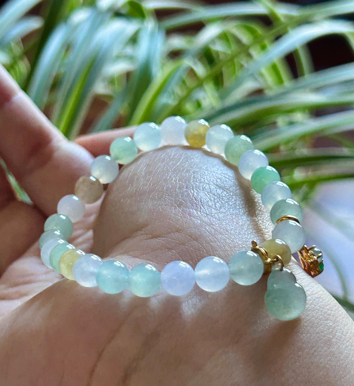 Natural Jadeite Beaded Bracelet Burmese Type A Highly Translucent Icy Macaron Multicolor Jade 7.1mm Minimalist Jewelry Hulu Charm