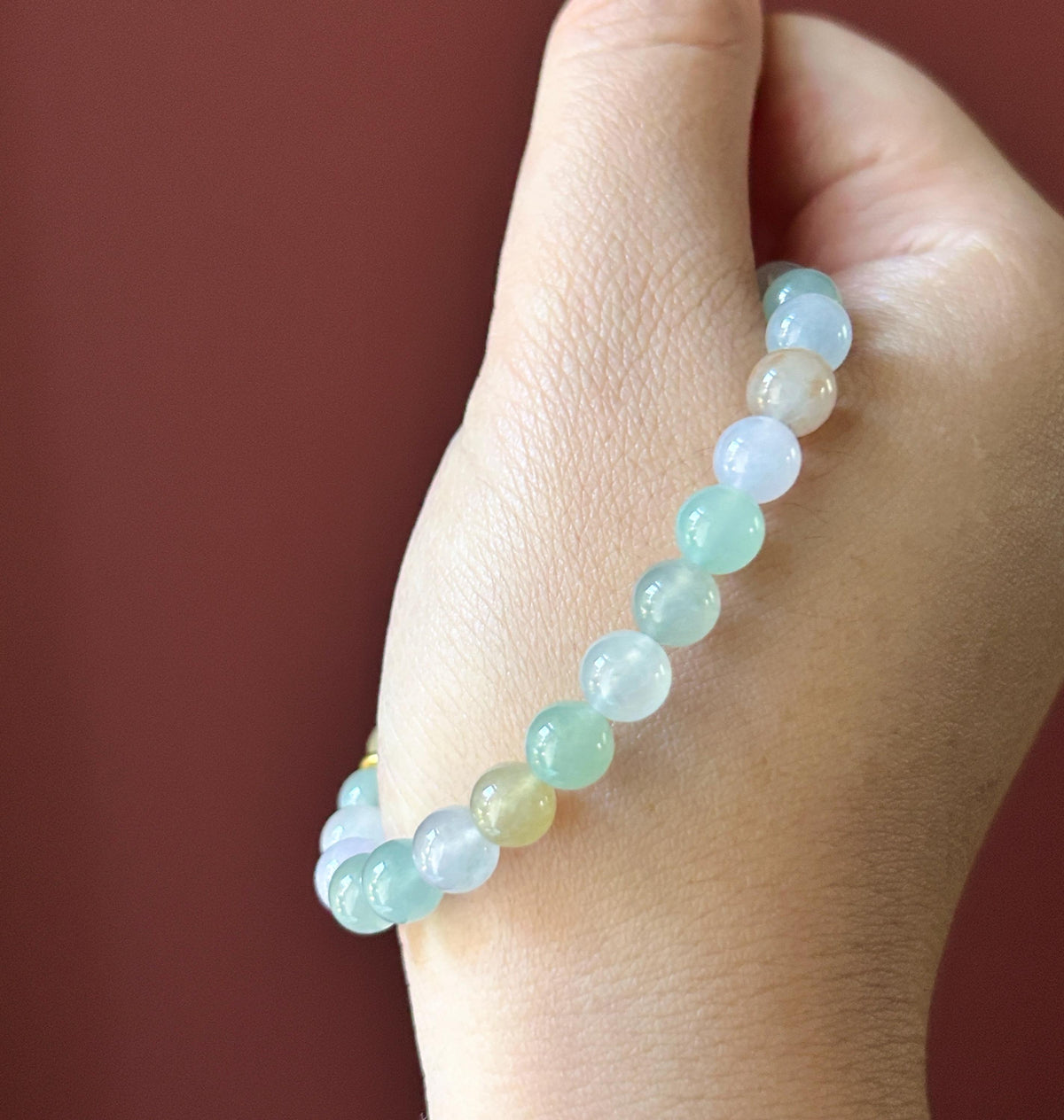 Natural Jadeite Beaded Bracelet Burmese Type A Highly Translucent Icy Macaron Multicolor Jade 7.1mm Minimalist Jewelry Hulu Charm