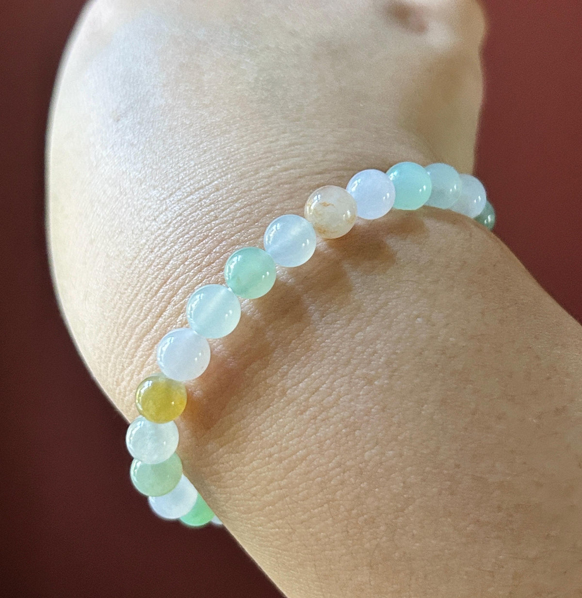 Natural Jadeite Beaded Bracelet Burmese Type A Highly Translucent Icy Macaron Multicolor Jade 7.1mm Minimalist Jewelry Hulu Charm