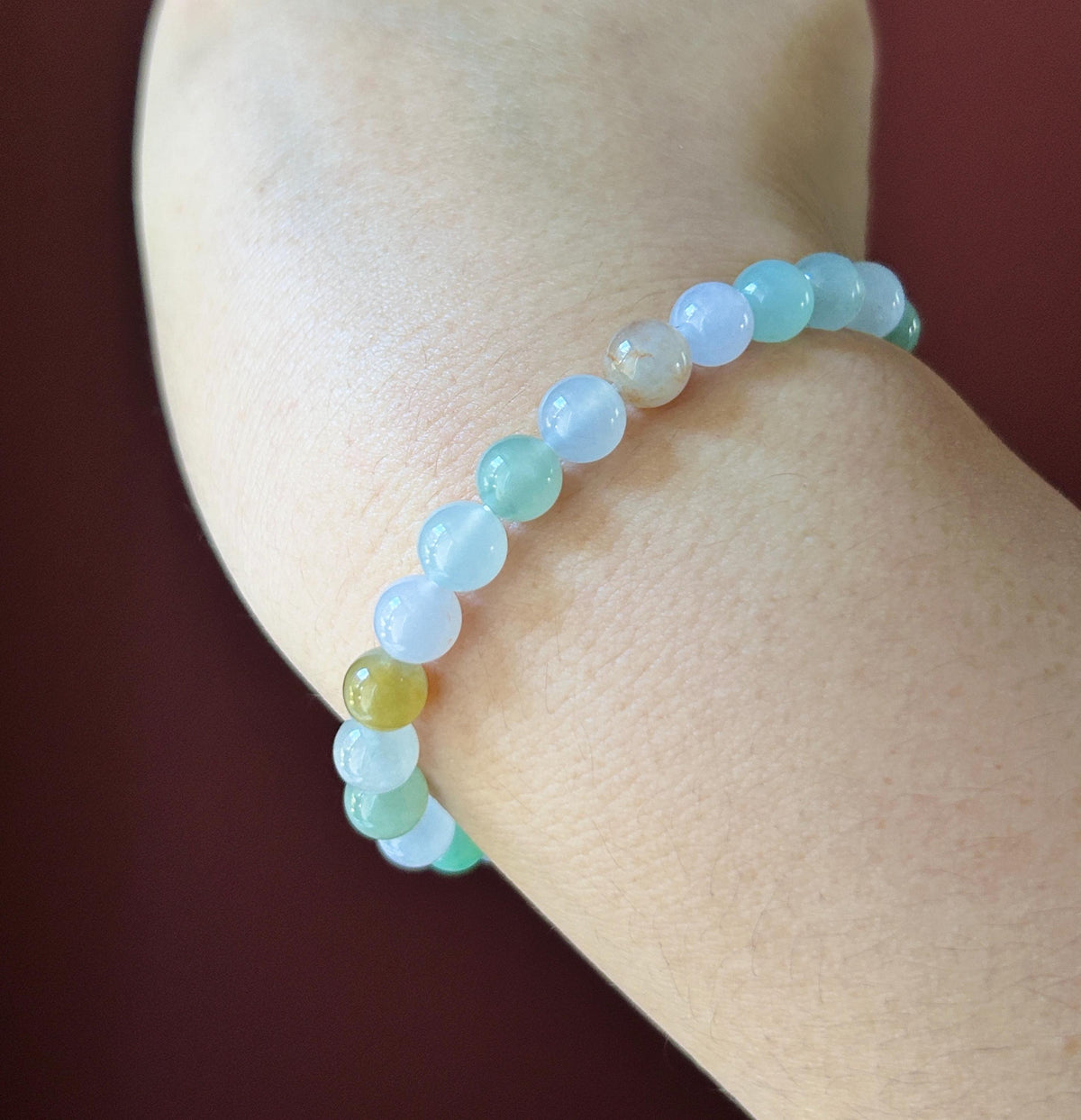 Natural Jadeite Beaded Bracelet Burmese Type A Highly Translucent Icy Macaron Multicolor Jade 7.1mm Minimalist Jewelry Hulu Charm